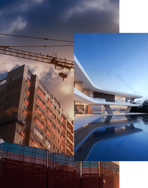 image d'un immeuble et d'une villa - presentation d'acceuil entreprise BTP secaf cameroun